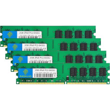 Rasalas DDR2 800 PC2-6400 8GB DDR2 rinkinys (4x2GB) DDR2-800 Udimm 2GB DDR2 Ram 2RX8 1.8V CL6 Non-ECC Unbuffered Desktop RAM atminties moduliai