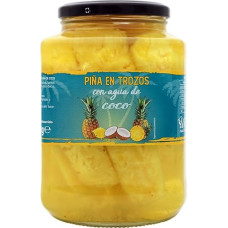 Ananas in Stücken mit Kokoswasser, gesunde frische Stücke natürlicher Ananas ohne Zusatzstoffe in Kokoswasser, 1190 g.