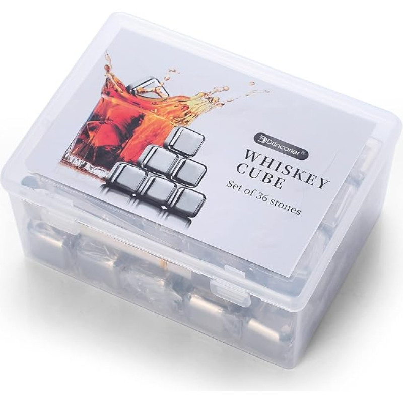 Wiederverwendbare Eiswürfel Edelstahl -24 Stück ice cube, Whiskystein, Edelstahl-Eiswürfel mit High Cooling-Technologie, verwendet für Whisky, Wodka, Likör, Wein, Getränkesaft oder Limonade