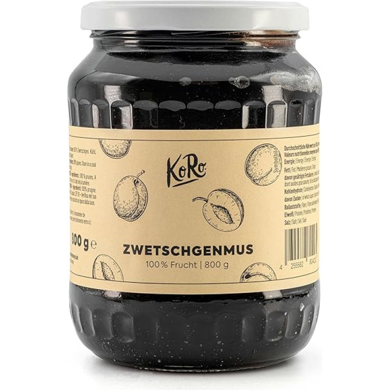 KoRo - Plum Genus 800 g - Pure Fruit Enjoyment - No Added Sugar - Great for Bread & Baking
