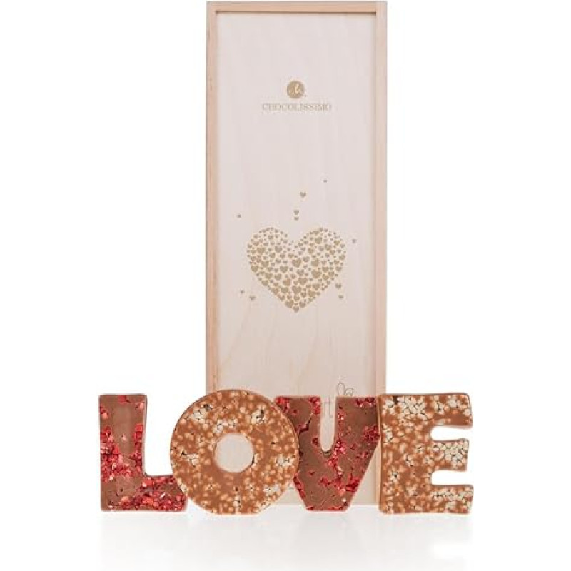 Love - Chocolate Letters Full Milk - Love Message Made of Chocolate | Valentine's Day | Gift | Love Gift | Love Gifts | Women | Men | Woman | Man | Wooden Box | Chocolate Message