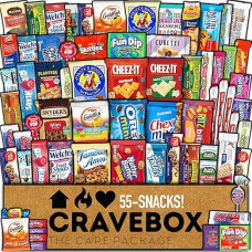 CRAVEBOX Snack-Box, Sortimentspackung, Pflegepaket (55 Stück) Valentinstag Leckereien Geschenkkorb Boxen Pack Erwachsene Kinder Enkel Jungs Mädchen Frauen Männer Freund Süßigkeiten Geburtstag Kekse