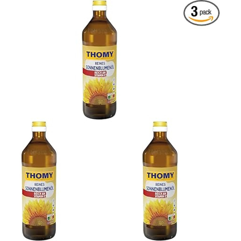 THOMY grynas saulėgrąžų aliejus, 750 ml butelis, 3 pakuotės (1 x 750 ml)