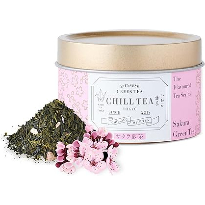 Chill Tea Tokyo Sakura Blossom Tea, 100% Japanese Cherry Blossom Tea, Full-bodied, Fruity, Floral Flavour (30 g)