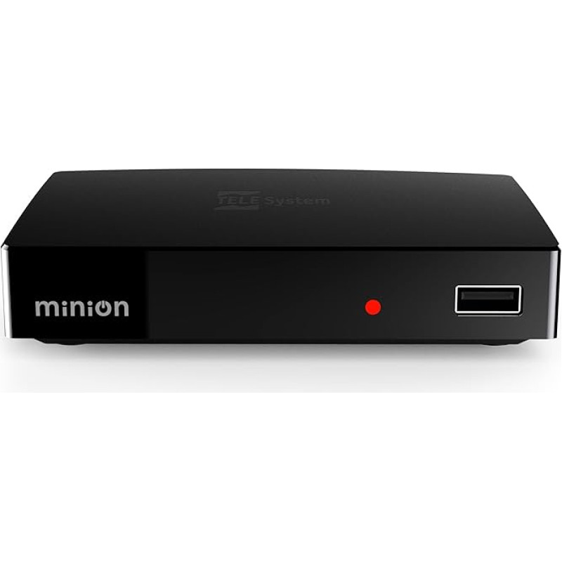 Tele System MINION digitaler terrestrischer Decoder- 10-bit DVB-T2 HEVC Empfang, automatischer Sendersuchlauf, integrierter Mediaplayer, EPG- einfach und technisch - Fernbedienung inklusive