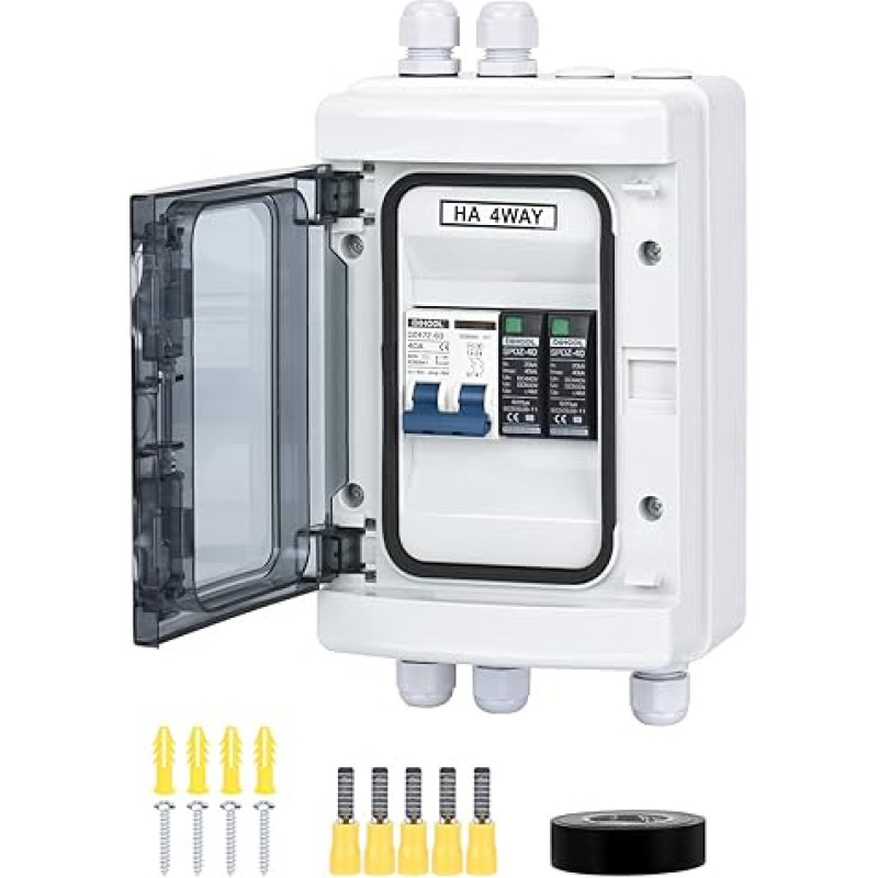 Surge Protection PV DC Isolator Switch Lightning Protection Circuit Breaker 500VDC 2-Pin 40A 20-40KA Solar Voltage Protection for Photovoltaic IP65 Waterproof