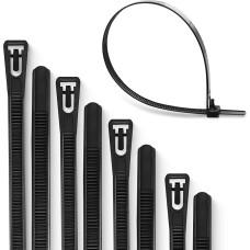 Meccion Reusable Cable Ties, Pack of 100, UV-Resistant, Strong Nylon, Removable Cable Ties with 50 kg Tensile Strength (350 mm x 8 mm, Black)