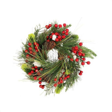 com-four® Door Wreath Christmas - Advent Wreath with Pine Cones, Berries and Leaves - Decorative Wreath - Christmas Decoration - Table Wreath - Christmas Wreath
