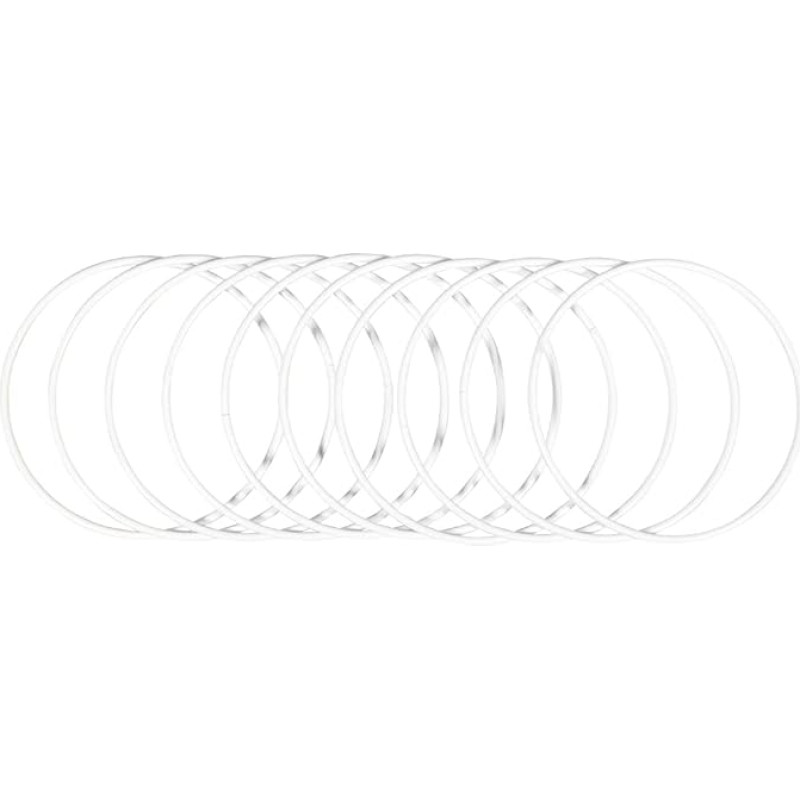 Rayher 25217102 Metal Rings, Coated, White, 15 cm Diameter, Box of 10
