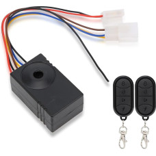 Motorcycle Alarm System, Anti-Theft Alarm Scooter Double Remote Control Universal Wireless Alarm System Bicycle Alarm Security System Bicycle Electric Tricycle Door Window Black