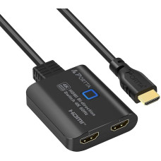 HDMI jungiklis 4K 60Hz su 23,62 colių fiksuotu HDMI kabeliu, HDMI jungiklis 2 in 1 Out, HDMI 2.0 perjungiklis, palaikantis HDCP 2.2 HDR10 3D, skirtas Xbox PS4 HDTV