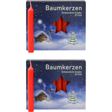 OLShop AG 2 kalėdinių eglučių žvakių pakuotė raudona, maždaug 13 x 105 mm (2 x 20 vnt.)