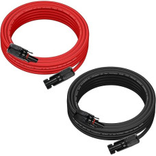 Saulės kabelio prailgintuvas 4 mm² 5 m prailginimo kabelis Jungiamasis kabelis Saulės kištukas IP68 Vandeniui atsparus saulės kištukas (12AWG/4mm²) (5M)