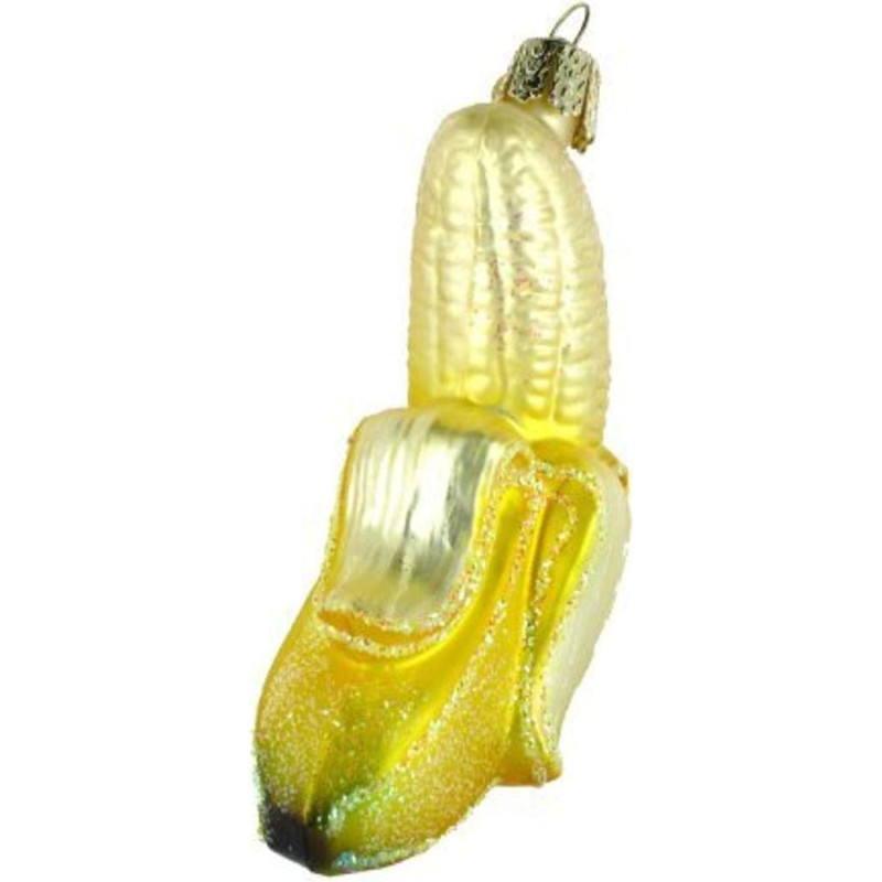Senojo pasaulio Kalėdos Nuluptas bananas Stiklo pučiamas ornamentas