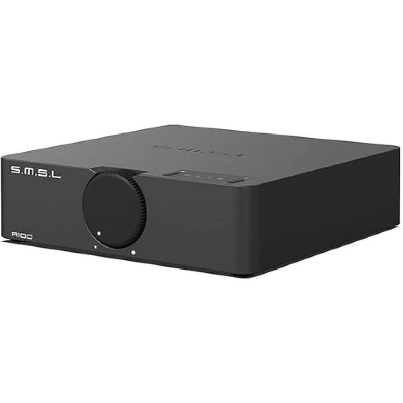 SMSL A100 Amplifier HiFi Stereo, HiFi Amplifier Uses Infineons Chip MA12070, 2 x 80 W Output Power, USB Multi-Device Support, Bluetooth 5.0 with Circuit Protection (Grey)