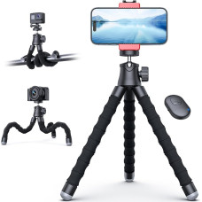 YUMAZLA Mobile Phone Tripod, Mini Tripod for Smartphone and Camera, iPhone Tripod with Remote Shutter, 360° Rotating Tripod with Longer and Thicker Legs for More Stability