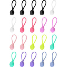 sourcing map Magnetic Silicone Cable Ties, Reusable USB Cable Organizer for Cable Management, Bundling, Fridge Magnets, Book Markers, 9 Colors, 20 Pack