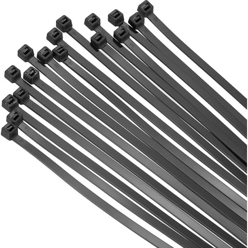 sourcing map 200 Stück Kabelbinder 30,5 cm, selbstsichernde Nylon-Drahtbinder mit 22,7 kg Zugfestigkeit für drinnen und draußen, Schwarz