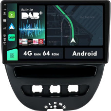 MISONDA Įmontuotas DAB + automobilinis radijas, tinkantis Toyota Aygo/Peugeot 107/Citroen C1 (2005-2014) Android GPS Carplay Android automobilinis BT WiFi 4G + 64GB