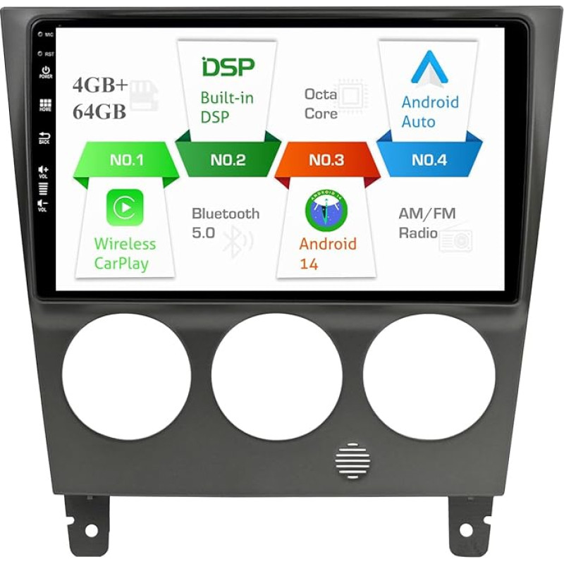 MISONDA Android 14 Double DIN automobilinis radijas Subaru Impreza GD GG 2002-2007 m. GPS navigacija atbulinės eigos kamera + MIC 9 colių IPS 6G + 128G Palaiko DAB/WiFi/BT5.0/MirrorLink/SWC/FM/AUX/Carplay/DSP