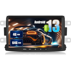 [4+64G] SIXWIN Android 13 automobilinis radijas su CarPlay/Android Car/Mirror Link, skirtas Dacia Duster Sandero (2010-2015), 8 colių HD jutiklinis ekranas Palaiko WiFi GPS Bluetooth 5.0 FM/RDS 32EQ