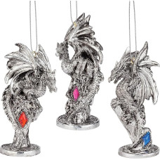 Christbaumschmuck - Drei Drachen von Amesbury Castle Holiday Ornament Set von drei - Drachen-Statue