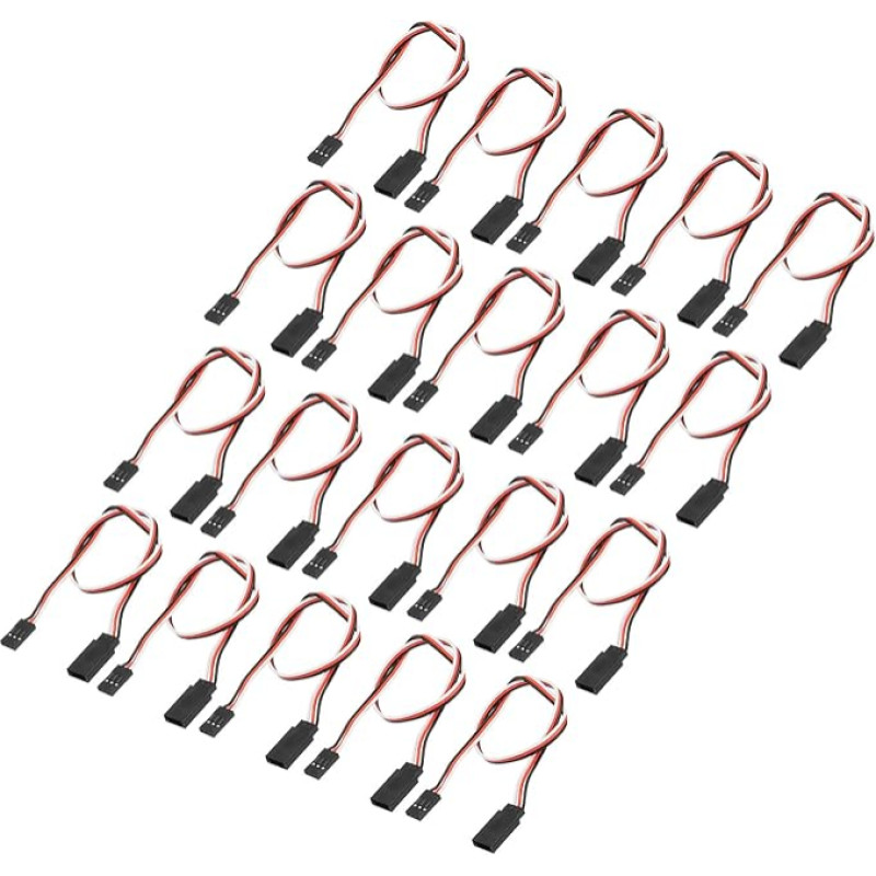 sourcing map 3-poliges Servo-Verlängerungskabel, Stecker auf Buchse, 30 cm, 26 AWG, 30-adrig, Servoempfängerdraht für RC-Modellflugzeuge, 15 Stück