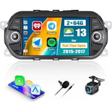 2G + 64G CAMECHO Android Car Radio for Fiat Tipo Egea 2015-2017 with Wireless Carplay Android Car, 7 Inch Car Radio Stereo with GPS Navigation WiFi FM/RDS Bluetooth Mirror Link + Reversing Camera +