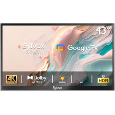 SYLVOX 43 Inch Outdoor TV, 4K Ultra HD Google Smart TV, 1000 nits Outdoor TV Google Voice, Screen Mirroring, IP55 Waterproof, HBBTV, 60 Hz. Wi-Fi. DVB/S2/T2 Partial Sun (Deck Pro 2.0)