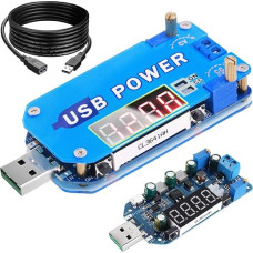 Youmile USB Step UP Power Supply Module 15W DC DC Buck Boost Voltage Converter DC 5V to 3.3V 9V 12V 24V 30V DP2 Adjustable Step Up/Down Module with USB Extension Cable