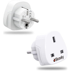 Staaly (Pack of 2) UK to EU Socket Adapter UK to Euro Plug Adapter 13A Max Input UK Type G to Europe Type E/F Grounded Euro 3 Pin to 2 Pin for Germany, France, Spain etc