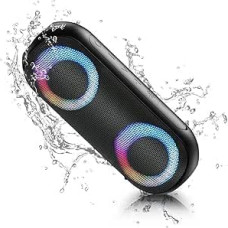 NOTABRICK Bluetooth Speaker with Lights, Portable Speakers, Wireless Bluetooth 5.0, 30W Loud Stereo Sound, IPX7 Waterproof, Long Playtime, 30M Bluetooth Range, Black