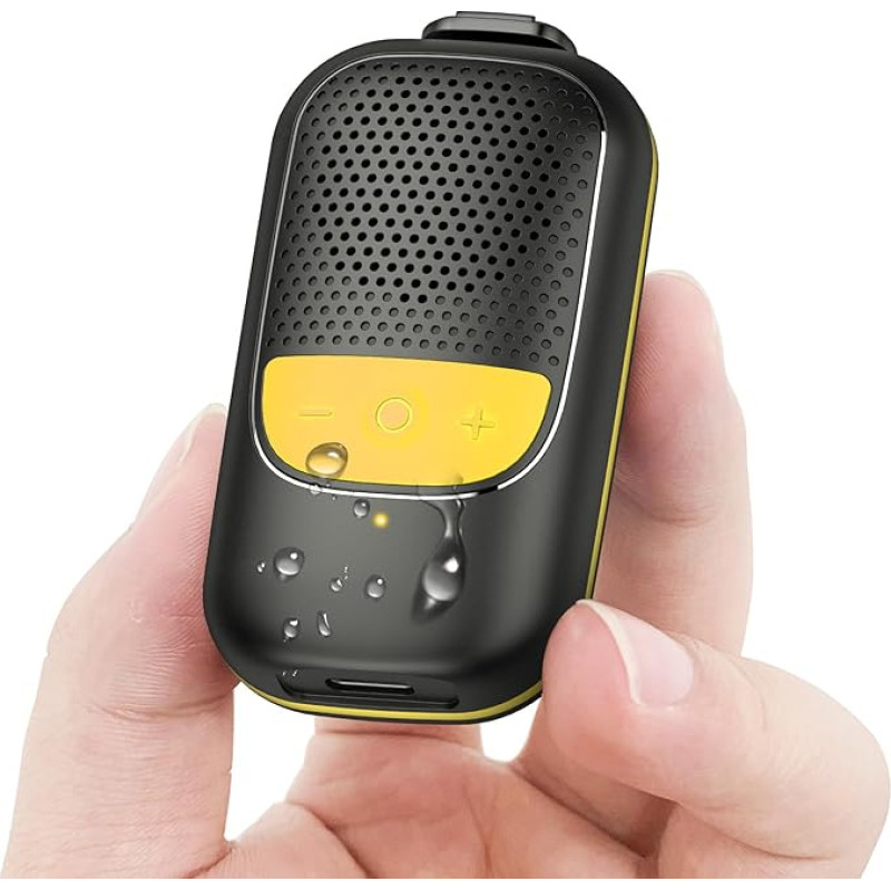 Bluetooth Speaker, Clip-on 5.3 Bluetooth Speaker, Small with Mic, Deep Bass, IP67 Waterproof Mini Speaker, 24 Hours Battery Life Speaker, Portable Gift for Hiking, Showering, Yellow