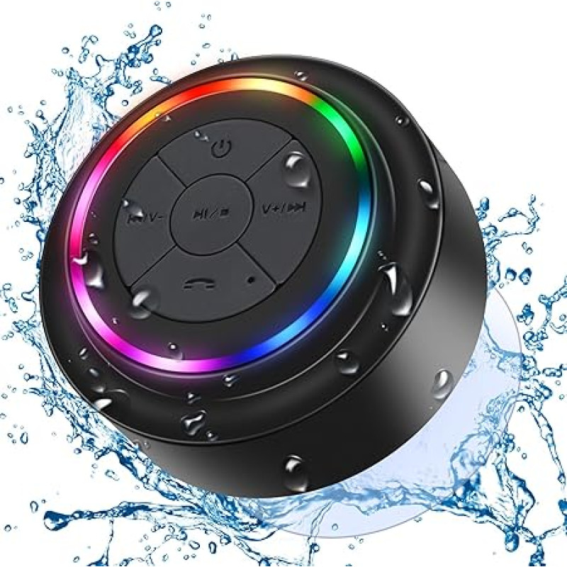 Haissky portable Bluetooth speaker, portable waterproof wireless speaker with suction cup, hands-free system, built-in microphone.