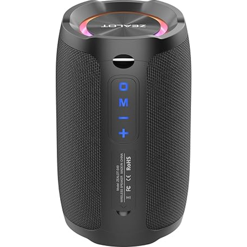 heetipuk S49 Portable Wireless Bluetooth Speaker Stereo Sound with Deep Bass IPX7 Waterproof 20W RGB Light Support USB Drive TF Card for Home Outdoor