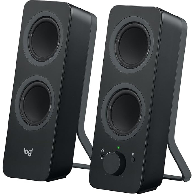 Logitech Z207 Wireless PC speakers, Bluetooth, stereo sound, 10 watts peak power, 3.5 mm input, headphone jack, Easy-Switch feature, EU plug, PC / TV / Tablet / Cell Phone - Black