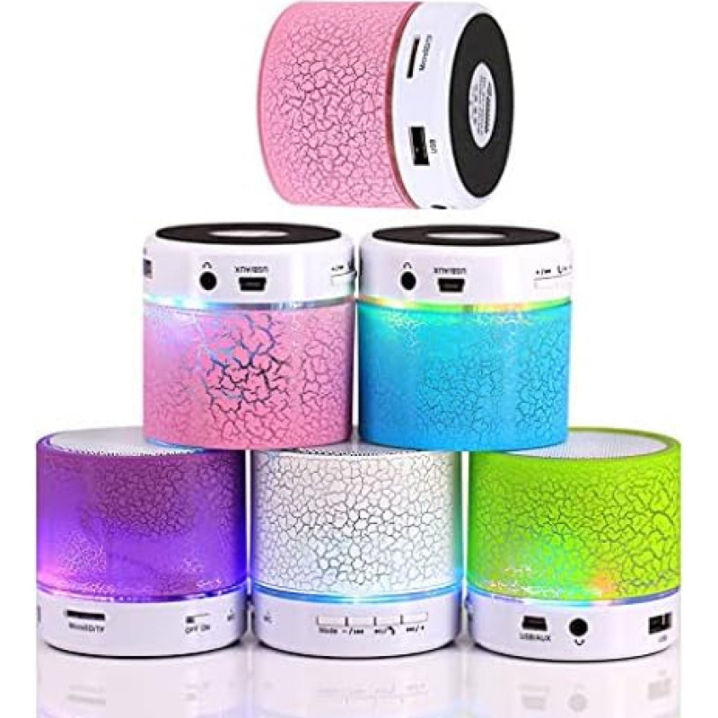 DISOK - Set of 16 Mini Bluetooth Speakers with LED Lighting+Radio/USB Portable Speakers Wedding Communion Party