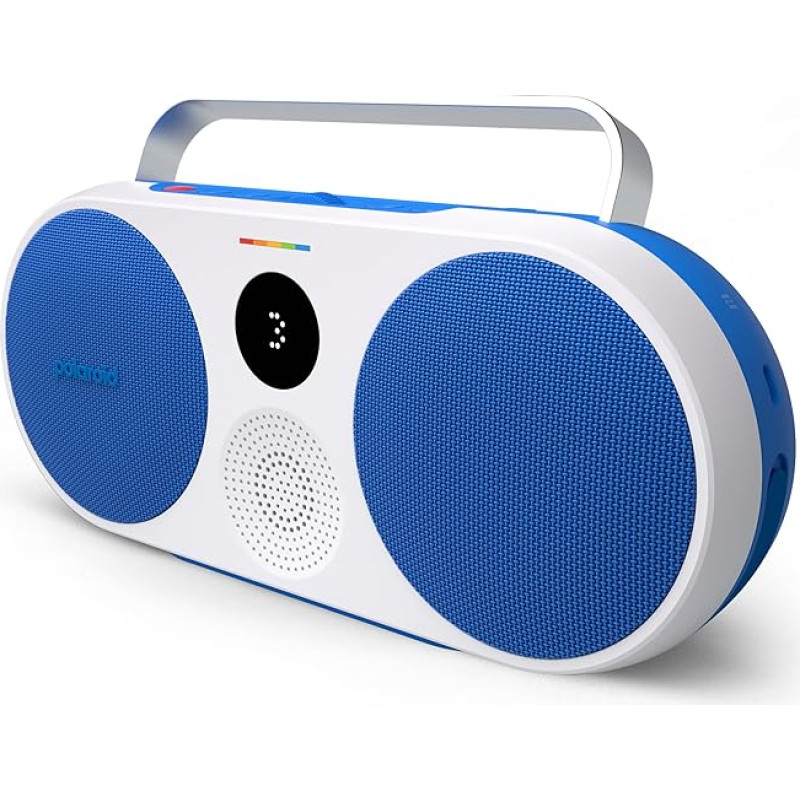 Polaroid P3 Music Player (Blue) - Retro-Futuristic Boombox Wireless Bluetooth Speaker Rechargeable with Dual Stereo Pairing