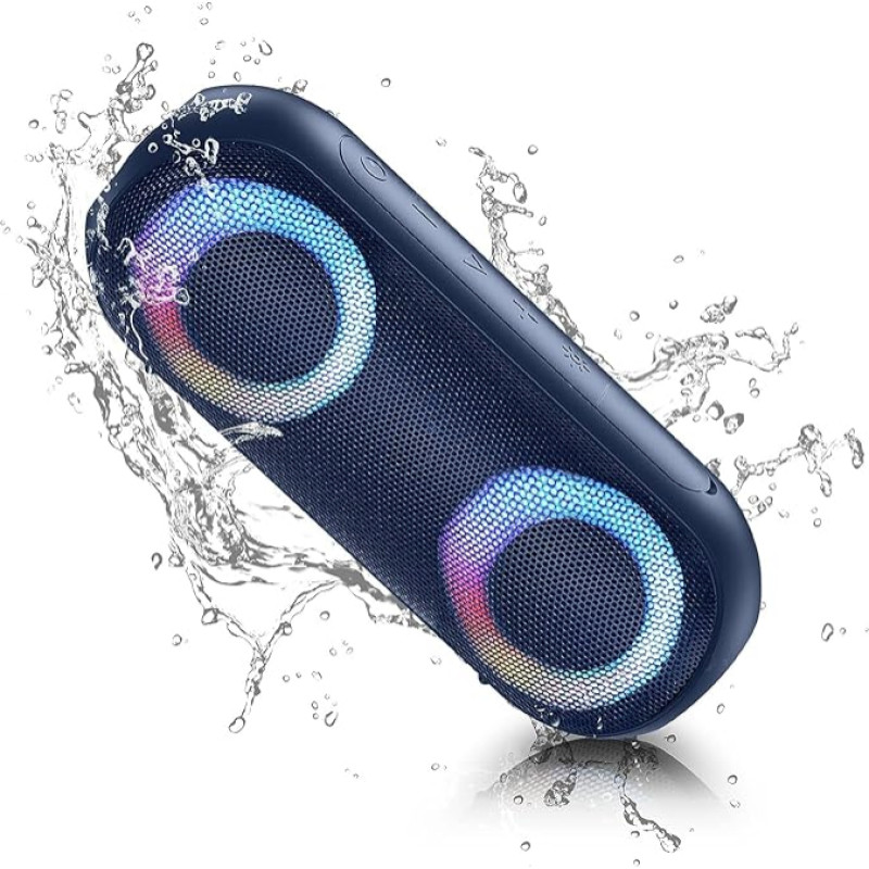 NOTABRICK Bluetooth Speaker, Music Box with RGB LED Light, Portable Wireless Bluetooth Box, 30 W True Wireless Stereo, 24 Hours Battery, IPX7 Waterproof Boxes for Home, Outdoor, Garden (Blue)