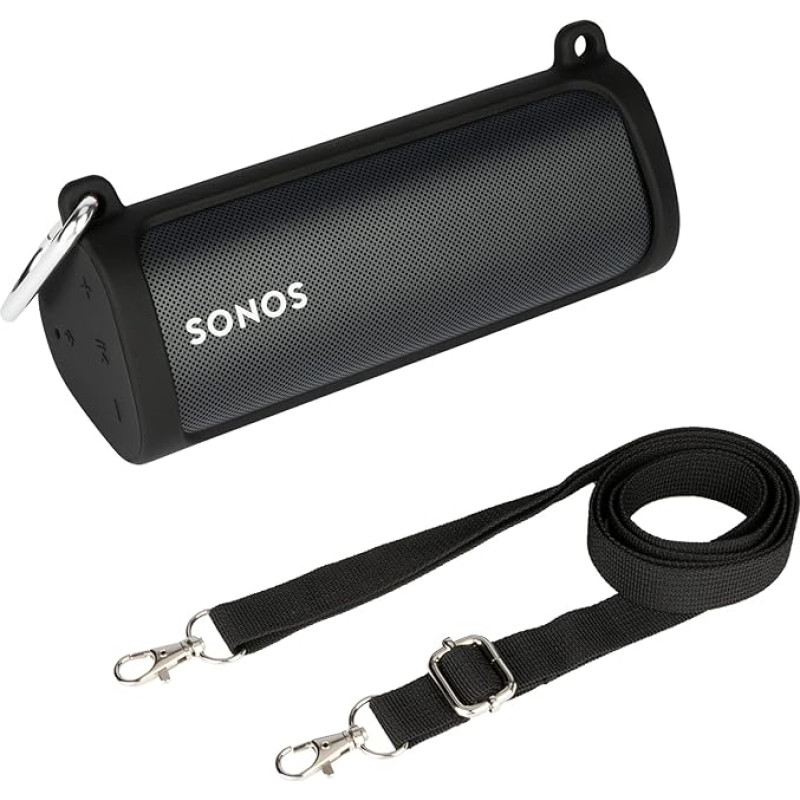 Khanka Silicone Case for Sonos Roam 2/Roam/Roam SL Portable Wireless Speaker, with Shoulder Strap and Carabiner