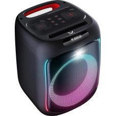 MAJESTIC FIRE 12 Bluetooth Speaker, Multicolor LED Lights, USB/MicroSD/AUX-IN/MIC, Wired Microphone Included, Rechargeable Battery, TWS, Carry Handle