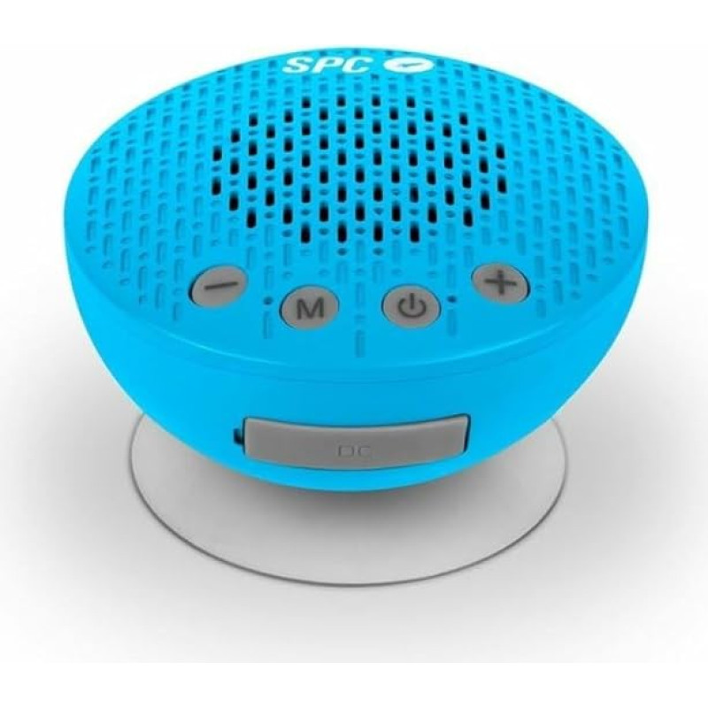 SPC Splash 2 Wireless Bluetooth 5.0 Shower Speaker with Suction Cup, IPX5, FM Radio, Hands-Free Calling, Microphone, Blue