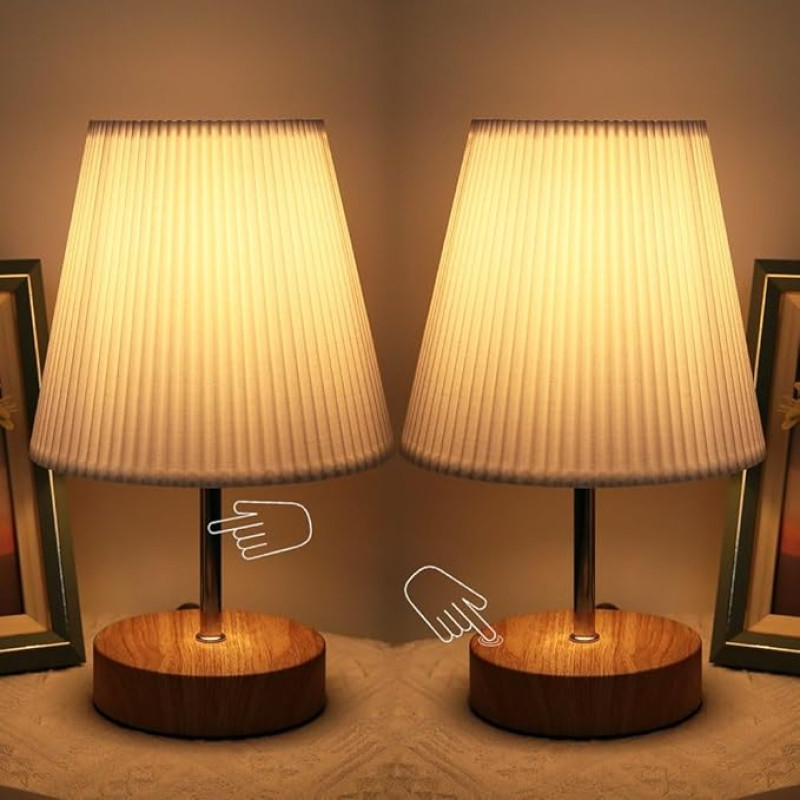 HSLighting Bedside Lamp Touch Dimmable: Table Lamp Touch Dimmable Light Bulb 3 Brightness Levels Adjustable Desk Lamp Minimalist for Reading Living Room
