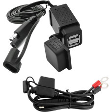 Lunriwis Motorcycle Waterproof Charger, SAE to Dual USB Car Adapter, 12-24V Dual USB Smart Charger