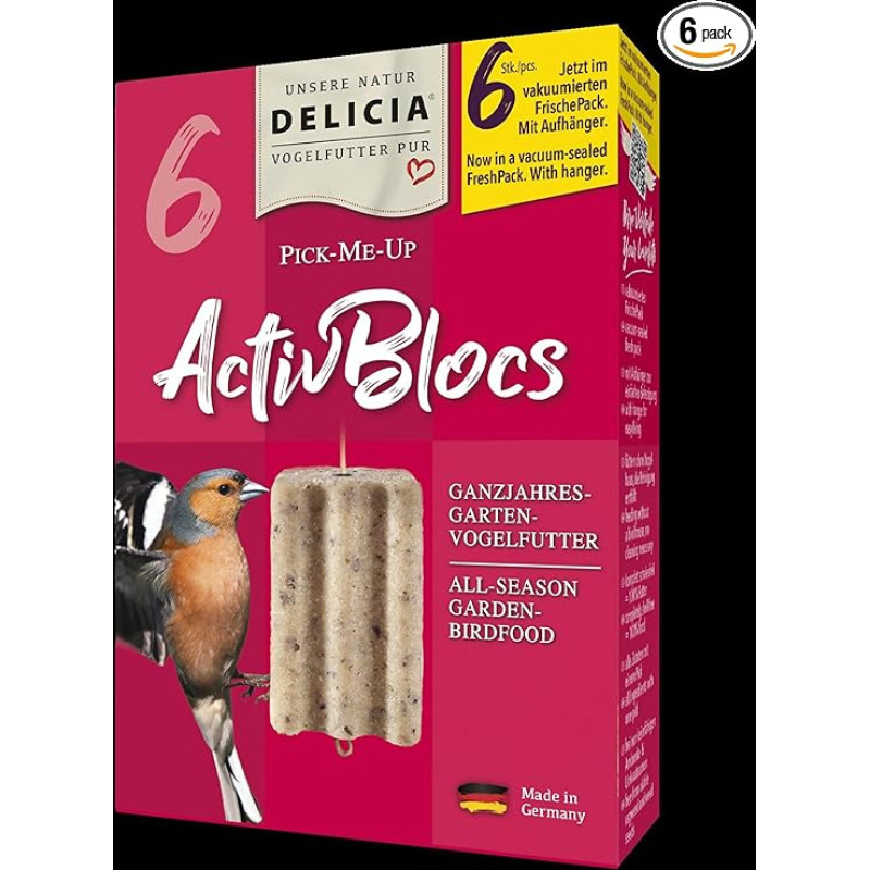 Delicia Pick-Me-Up ActivBloc 6 dėžutės po 12 = 72 lesalų paukščiams