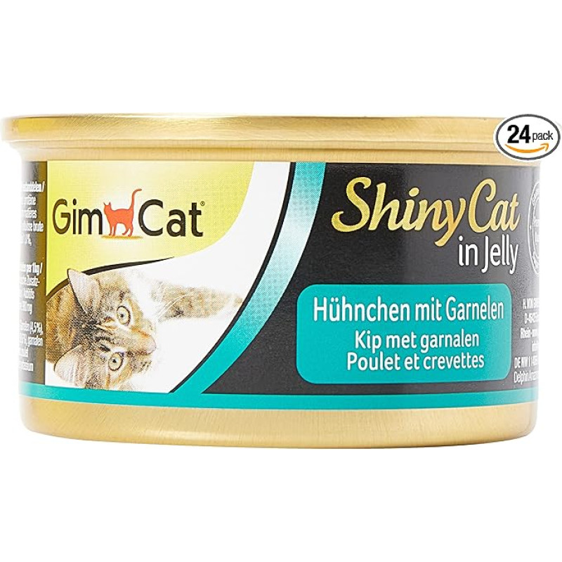 Gimpet ShinyCat Hühnchen mit Garnelen 24x 70g Katzenfutter nass sehr bekömmlich