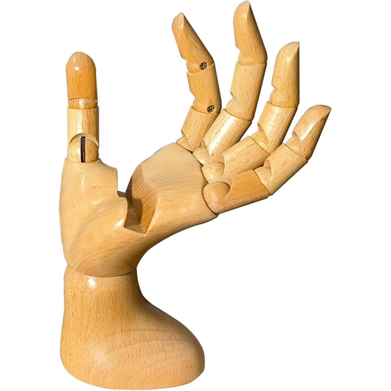 Schaufensterpuppenhand, Handy-Ständer, Handyhalter, Telefonständer für den Schreibtisch, bewegliche Figur, bewegliche Finger, Handy-Ständer, männliche Hand links für Handy.