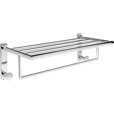 QL rankšluosčių laikiklis vonios kambariui, sieninis, su 2 kabliukais, nerūdijantis plienas, 50 cm, sidabro/chromo spalvos