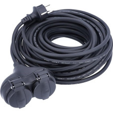 as - Schwabe Rubber Extension Cable, 10 m H05RR-F 3G1.5 Cable with Protective Contact Plug and 2-Way Protective Contact Coupling with Protective Cap, Extension Cable 230 V, 16 A, IP44, Black, 60661