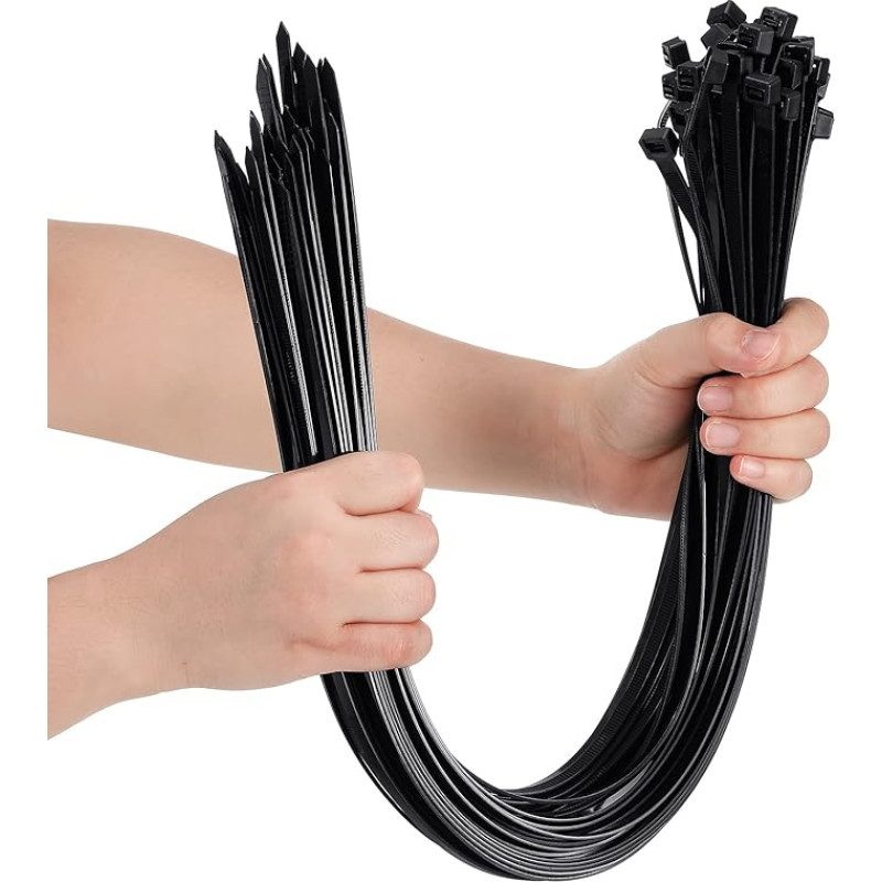 Pack of 50 Cable Ties Heavy Duty Strong Large Cable Ties Industrial Heavy Duty Cable Ties Awning Tying Branches Bundling Grain Solid Water Pipes (Black, 24 Inches x 7.9 mm)